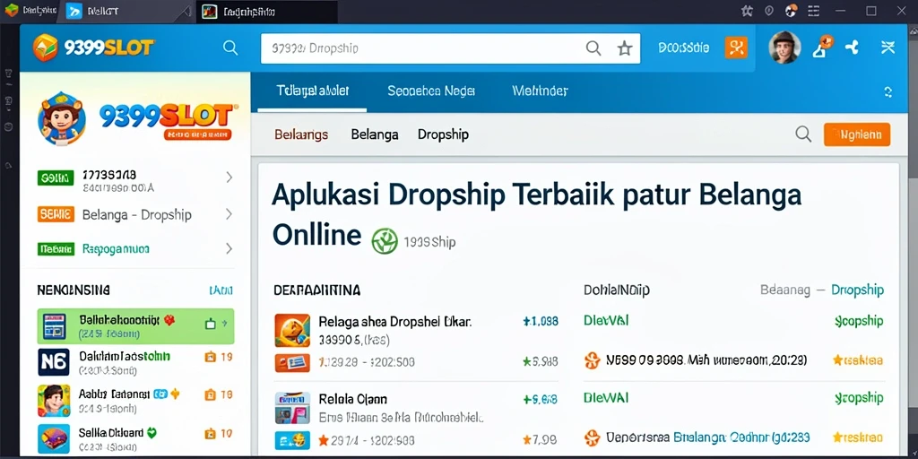 Tampilan antarmuka 9399SLOT untuk belanja Dropship yang efisien.