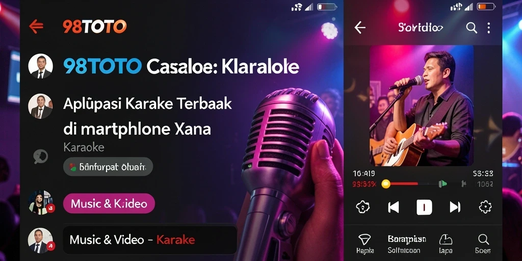 Antarmuka 98TOTO menampilkan lirik lagu dan kontrol intuitif.