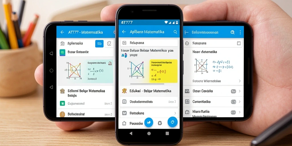 Antarmuka aplikasi AT777 yang menampilkan fungsi belajar matematika