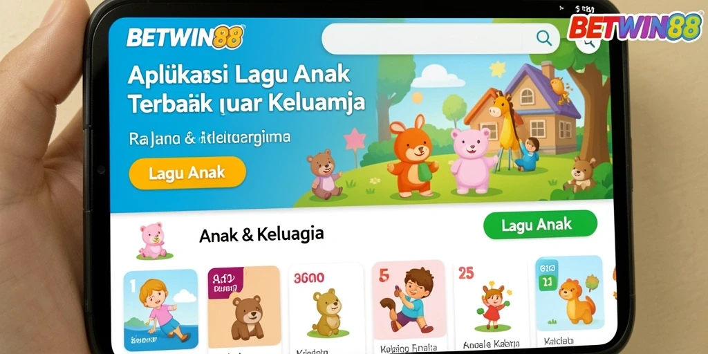 Tampilan antarmuka aplikasi BETWIN88 yang ceria dan edukatif.