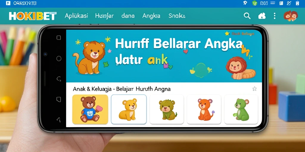 Tampilan antarmuka menarik HOKIBET untuk belajar huruf dan angka.