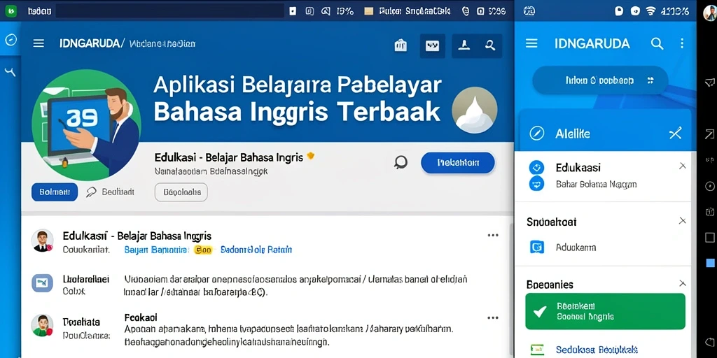 Tampilan antarmuka aplikasi IDNGARUDA yang menarik untuk belajar bahasa Inggris.
