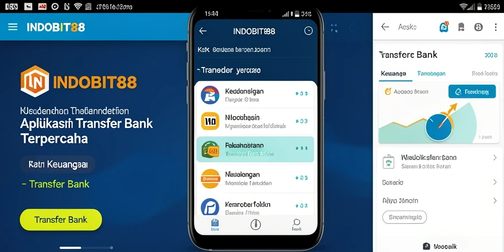Screenshot utama INDOBIT88 menampilkan antarmuka aplikasi Transfer Bank yang sederhana dan efektif.