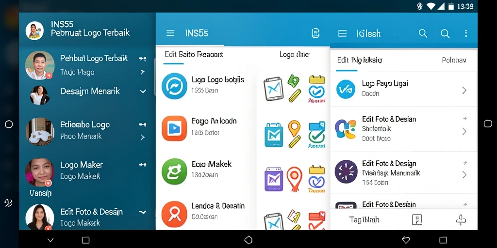 Screenshot antarmuka INS55 yang menampilkan fitur pembuat logo.