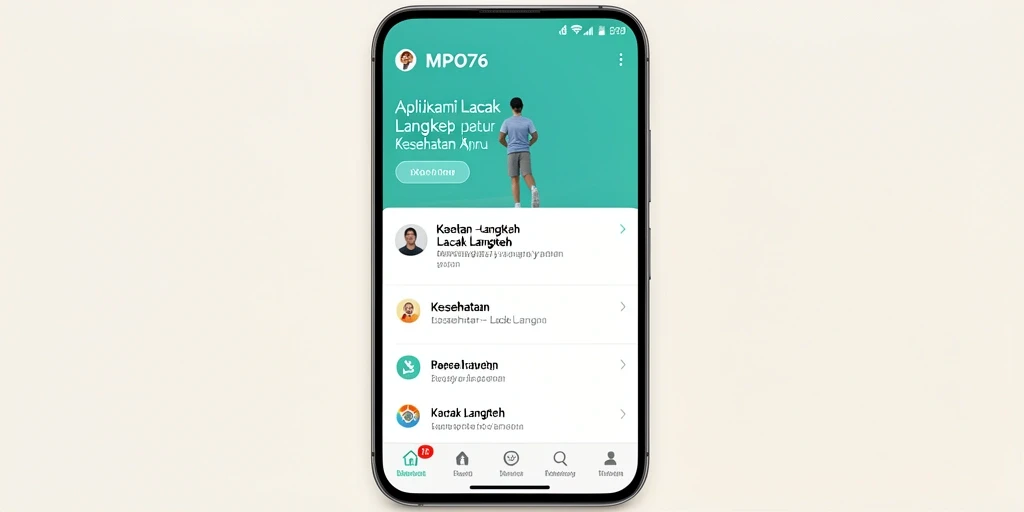 Antarmuka aplikasi MPO76 menampilkan data langkah dengan jelas dan menarik.