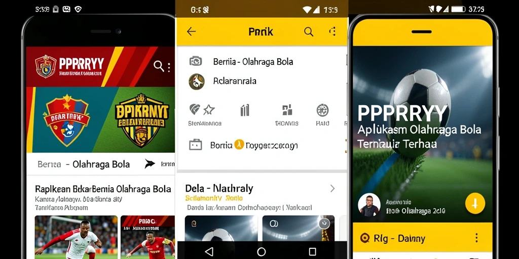 Tampilan antarmuka aplikasi PPRRYY untuk berita olahraga bola.
