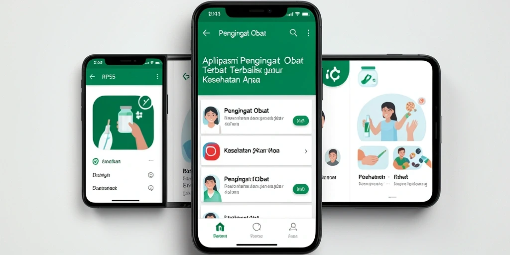 Tampilan antarmuka aplikasi RP55 sebagai pengingat obat yang efektif.