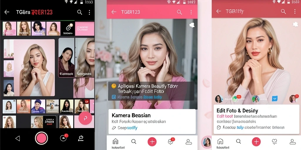 Tampilan antarmuka TGER123 saat mengedit foto dengan fungsi Kamera Beautify.