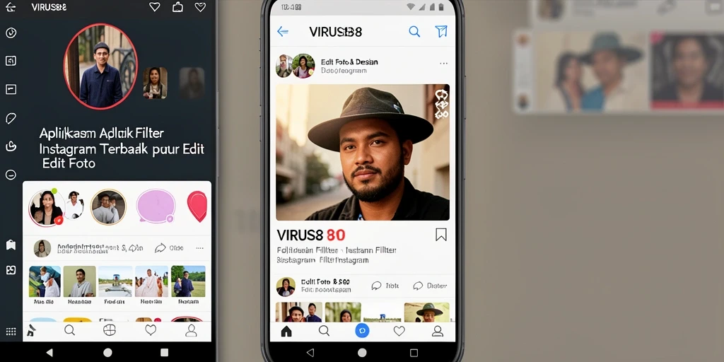 Antarmuka VIRUS88 yang menampilkan berbagai pilihan filter Instagram.