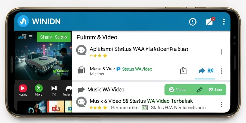 Tampilan antarmuka WINIDN saat memilih video Status WA.